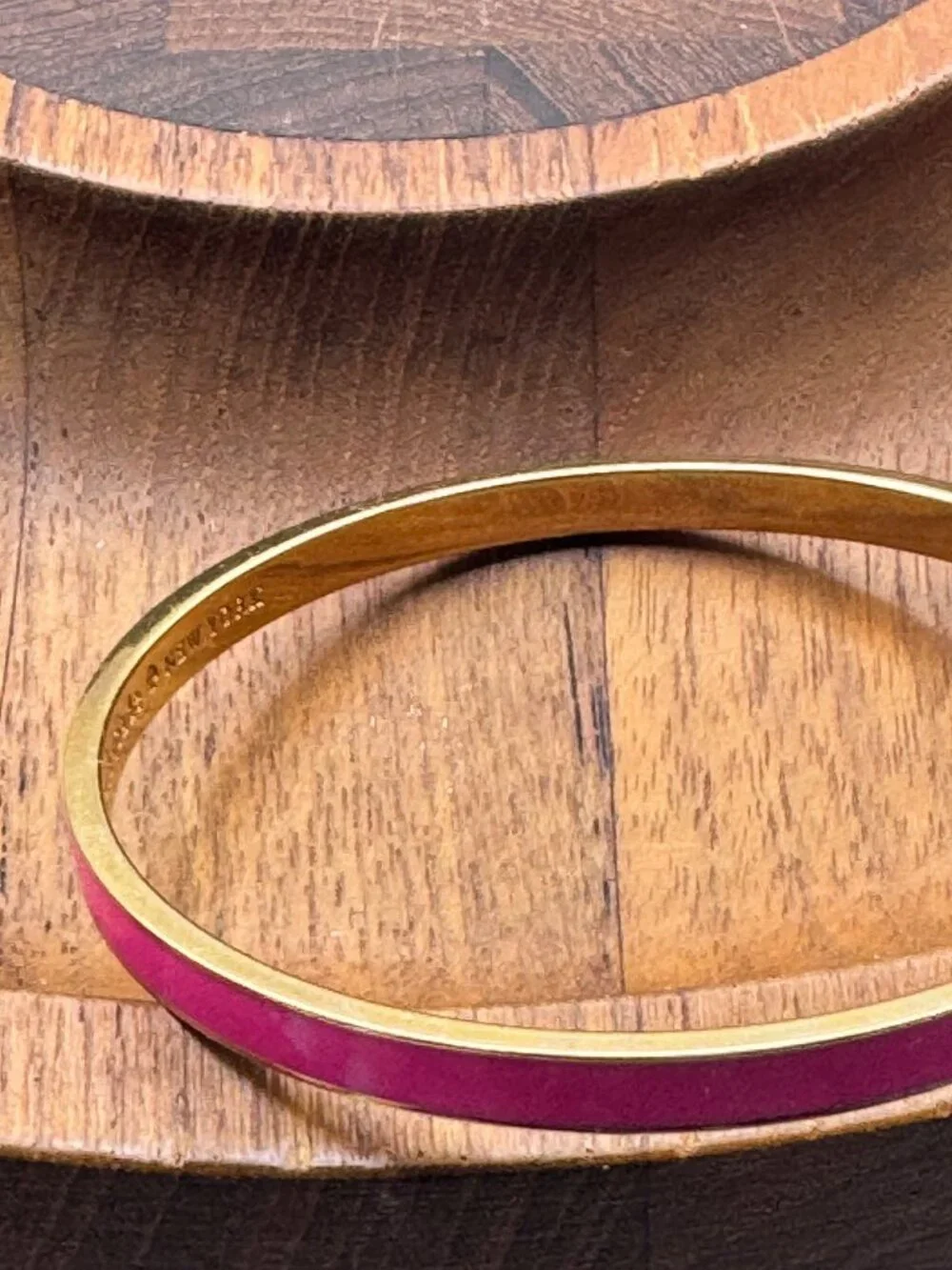 Kate Spade New York Hot To Trot Pink Gold Enamel Slip On Bangle Bracelet - Picture 7 of 8